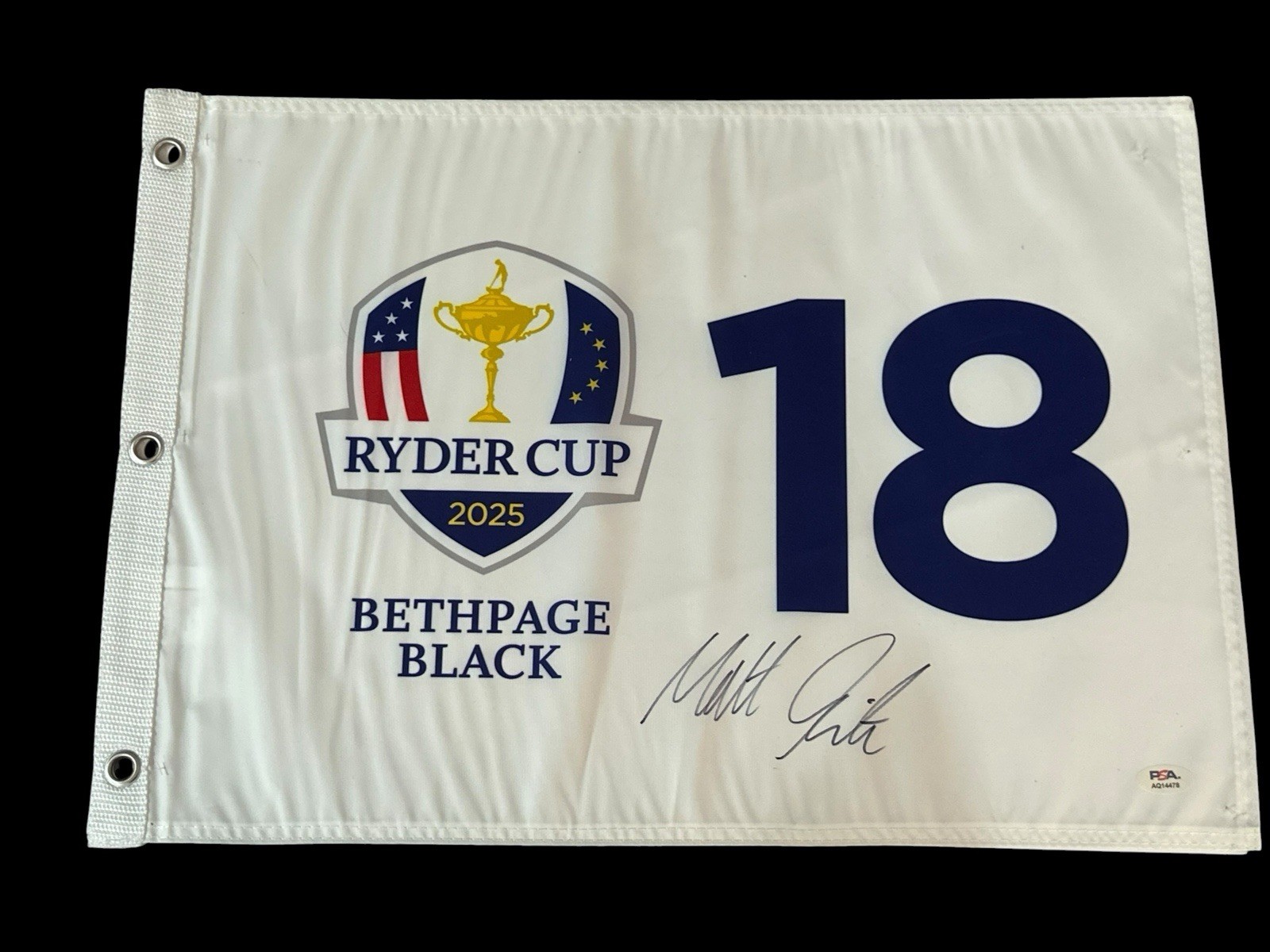 Matt Fitzpatrick Autographed Signed 2025 Ryder Cup Europe Autograph Auto Golf Flag - PSA COA 