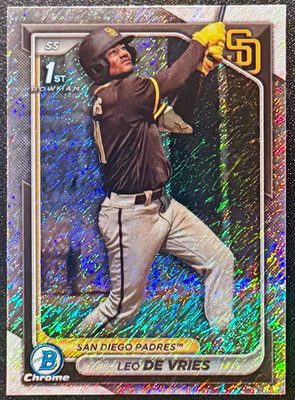 2024 Bowman Chrome Leo De Vries Shimmer Refractor 1st RC Rookie #BCP179