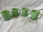 VTG Fire King Jadeite Green D Handle Mug Oven Ware Glass Coffee Cups Lot Of 4