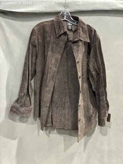 Vintage 90s New Frontier Women's Brown Suede Leather Western Shirt Jacket Sz S