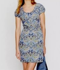 J Crew Peacock Paisley Blue Green Silk Cotton Sheath Dress  Pocket Pleat 00