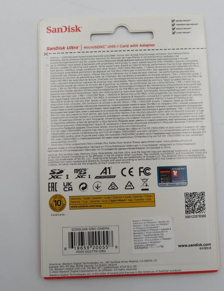 Sandisk Ultra 128GB MicroSD with SD Adapter A1 140MB/s Full HD Video NEW - Image 2 of 3