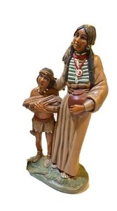 an Atlantic Mold - Ceramic - Native American Mother and Son - 11" Tall - WMB/CLH