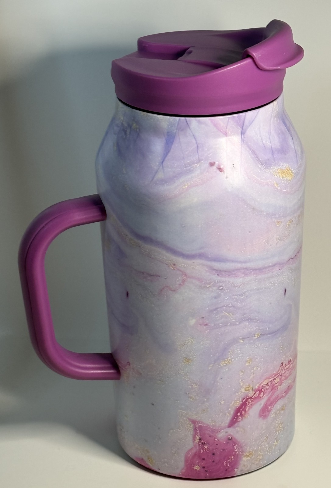 TAL 40oz Insulated Tumbler Jug w/ Handle Lid Pink Purple Marble Travel Cup