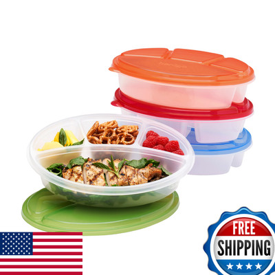 Bentgo Easyboxes 4-Compartment Oval Containers - 8 Pc Set, Patented Design