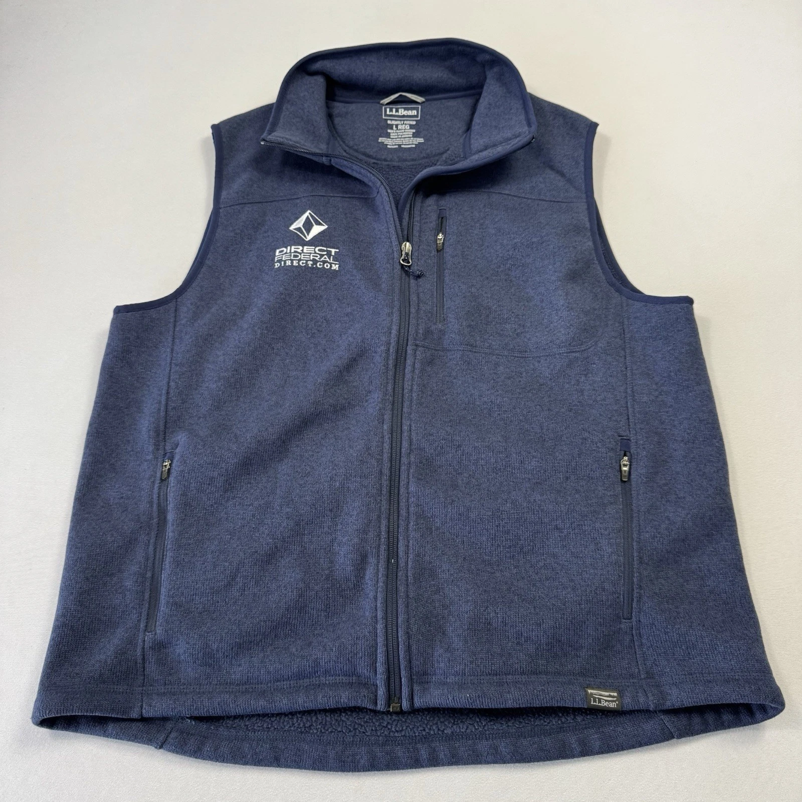 L.L. Bean Men’s Fleece Sweater Vest Jacket Full Zip Slightly Fitted Blue Large