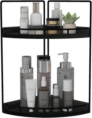 2-Tier Bathroom Counter Organizer,Vanity Counter Corner Shelf, Skincare, Wood Co