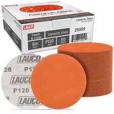 Premium 6" Hook and Loop Sanding Discs Box of 50 - Hook and Loop Backing