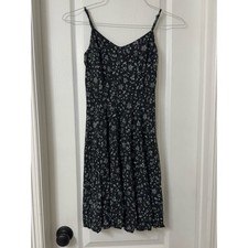 Old Navy black floral sleeveless mini cami dress adjustable straps Size XS TP