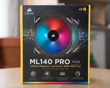 Corsair ML140 PRO RGB 2-Pack with Lighting Node PRO 140mm Mag Lev Fans - New