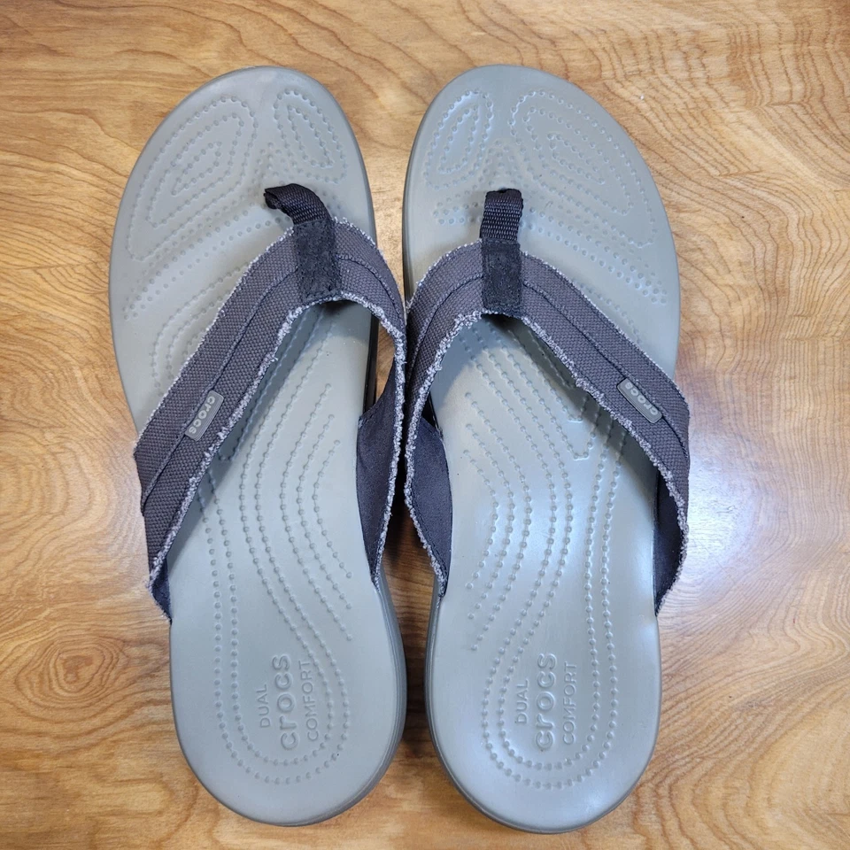 Sandalias Crocs Santa Cruz Chanclas de Lona Doble Confort Marrón/Caqui Para Hombre Talla 13 Foto 4 de 4