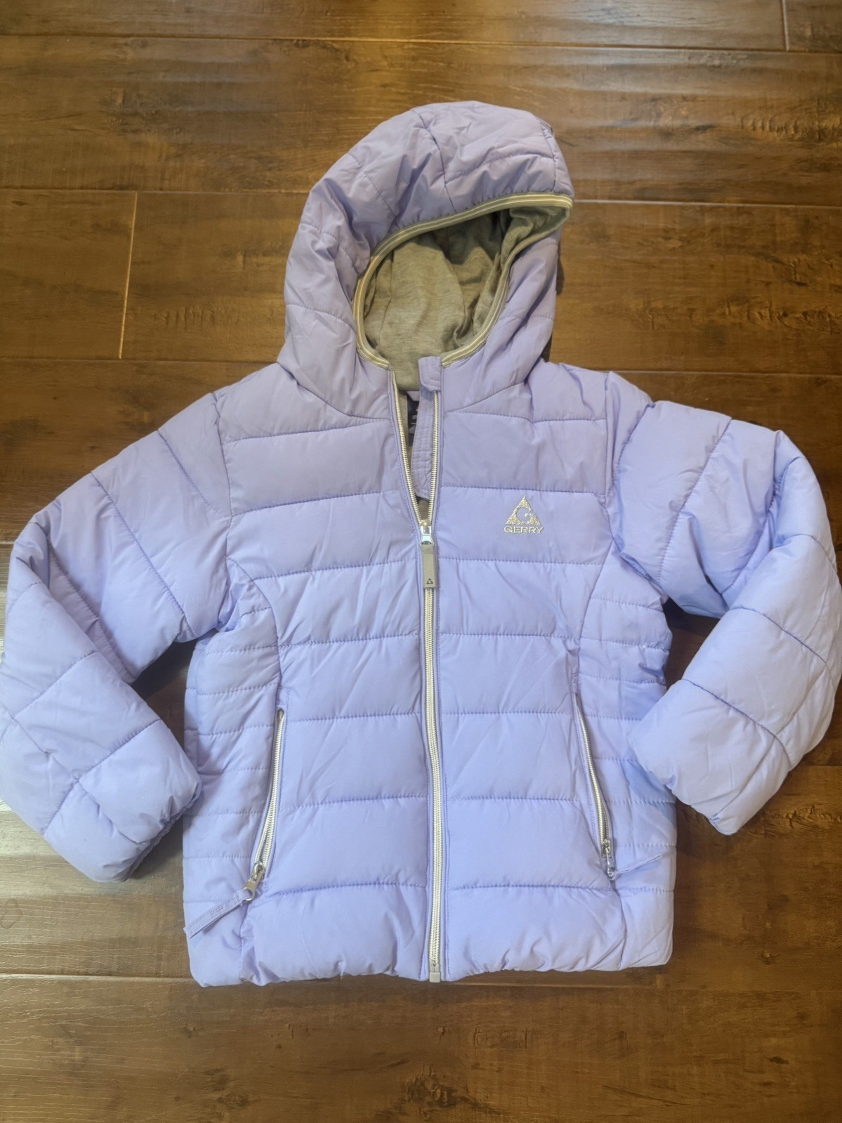 Gerry Girls Puffer Jacket 6 Lilac Purple Winter Coat Full Zi