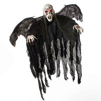 INNA-Glas Deko Halloween Skelett Geist Alfie, Mit FledermausflüGeln, Leds, 85Cm