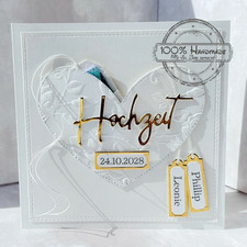 Karte zur Hochzeit personalisiert Geldfach creme Geldgeschenk 100% Handarbeit