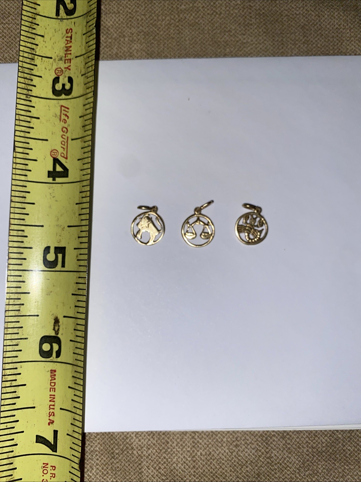 3 Piece Zodiac Symbol Charm Pendant Set Vintage Gold Tone Libra Taurus Scorpio