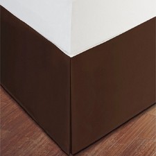 3 Side Tailored Pleated Bed Skirt Solid Chocolate 625 TC Egyptian Cotton