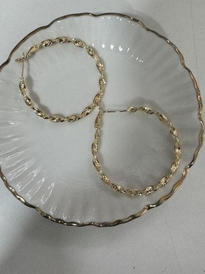 Runde Creolen Damen Frauen 18K vergoldet 40mm gedreht Stil Party Geschenk