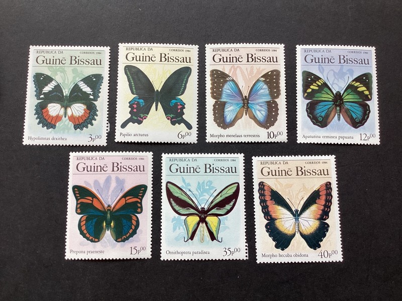 ICOLLECTZONE Guinea-Bissau 604-610 butterflies  XF NH  (D200-353)