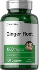 Ginger Root Capsules 1500 mg  150 Pills  Non-GMO, Gluten Free  by Horbaach
