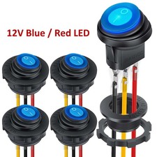 5x Waterproof Blue Led Light 12v Round Toggle Switch Car Auto Boat Onoff Spst 5x Waterproof Blue Led Light 12v Round Toggle Switch Car Auto Boat Onoff Spst