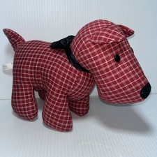 Vtg Ganz Scottie Scottish Terrier Plush Puppy Dog Red Plaid Black Bow Tie