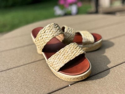 MIA Kady Platform Slide Sandals Natural Raffia Women s 8m