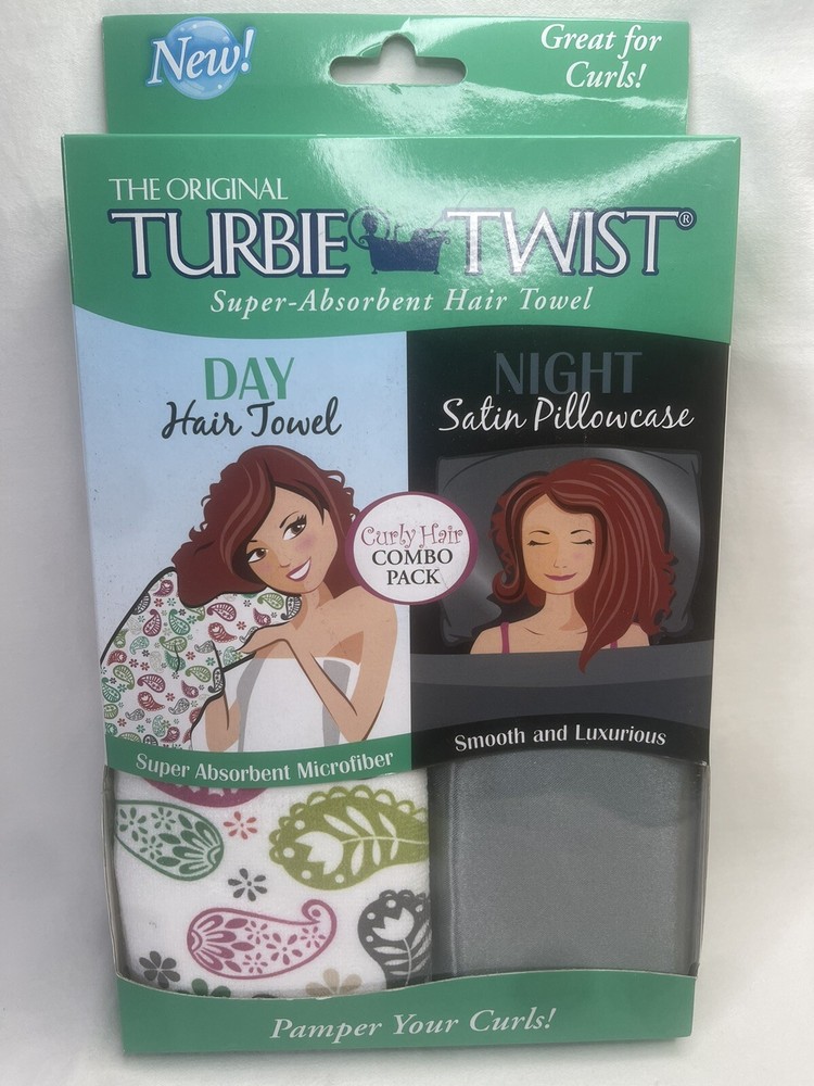 Turbie Twist Microfiber Hair Towel with Satin Pillowcase Set  