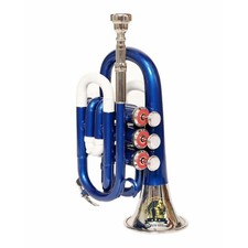 SOUND SAGA Pocket Trumpet Bb Pitch With Mouthpiece carry case White Blue