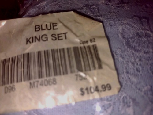 Vintage Sears King Flannel Sheet Set Blue Embroidered Scalloped Hem New *14-4* - Picture 3 of 10