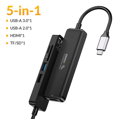 5-in-1 Type-C Hub HDMI Adapter Sd/TF Card Reader USB 2.0 3.0 Docking Station
