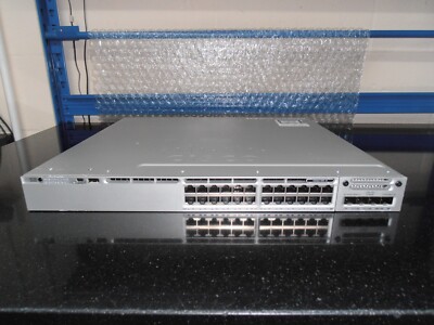 Cisco WS-C3850-24T-E 24 Port Gig Switch 2 x PSU ipservices C3850-NM-2-10G
