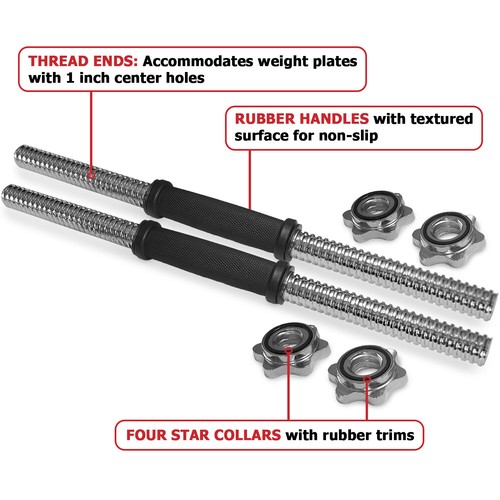 A2ZCARE 18" Gewinde Hantel Gummigriffe mit Sternkragen - passend für 1" Gewicht  - Bild 3 von 7