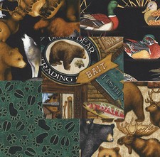 Cabin Country 30 4" fabric squares cotton quilt animal print quilting sewing