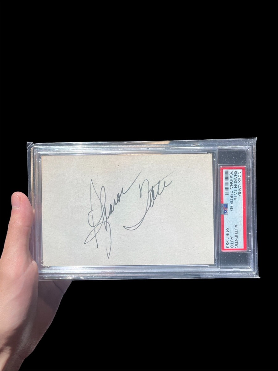 SHARON TATE Signed Autographed Index Card PSA/DNA AUTHENTIC