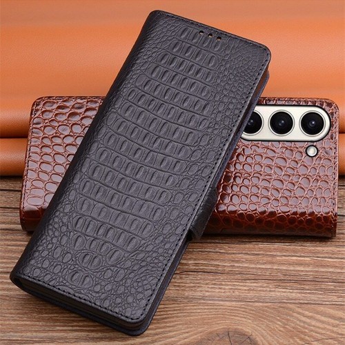 Genuine Leather Flip Case For Samsung Galaxy Z Fold 5 4 3 Alligator Grids Cover - Picture 8 of 43