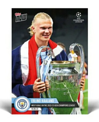 2023 TOPPS NOW UCL 123 ERLING HAALAND Manchester City  Lifts Trophy   