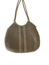 VTG Small Carlos Franchi Silver MESH Evening Purse w Rhinestones Zipper Strap