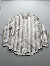 Geoffrey Beene Men's Large White Plaid Button-Down Long Sleeves