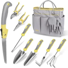 Gardening Tool Set, 10 Piece Stainless Steel Heavy Duty Gardening Tool Set