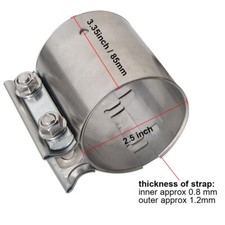 2.5 Inch Butt Joint Band Clamp Exhaust Clamp Sleeve Coupler 304 Stainless Steel 2.5 Inch Butt Joint Band Clamp Exhaust Clamp Sleeve Coupler 304 Stainless Steel