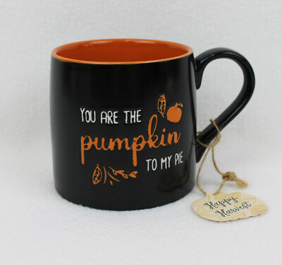 Harvest Home Large Coffee Mug Black Orange You Are The Pumpkin To My Pie  22oz