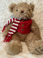 FAO Schwarz Anniversary Teddy Bear Red Vest Scarf Christmas Plush