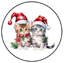 ADORABLE CHRISTMAS KITTENS CATS ENVELOPE SEALS LABELS STICKERS PARTY FAVORS