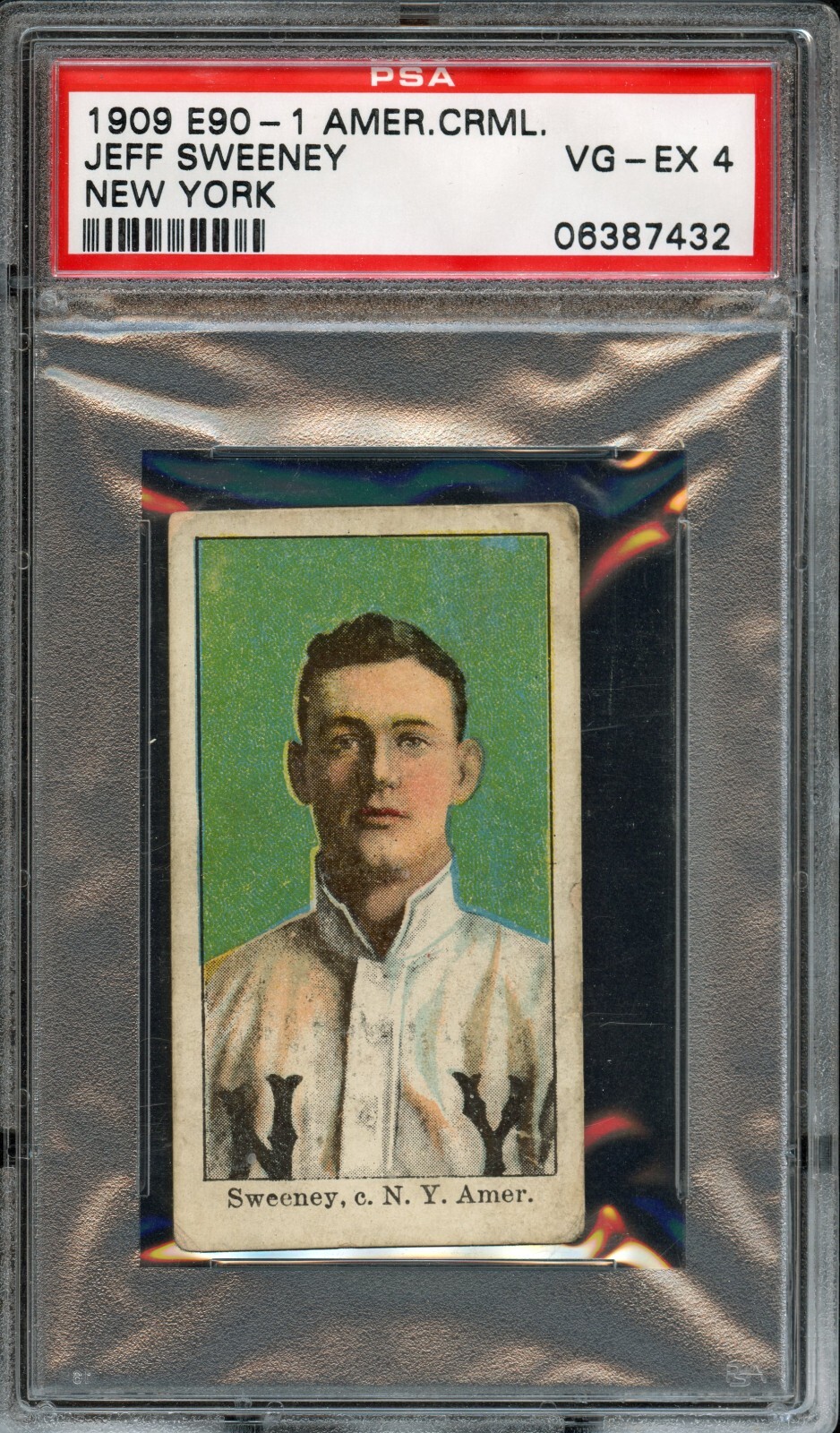 BB - 1909 E90 - 1 American Carmel - Jeff Sweeney New York - PSA 4 - VG-EX