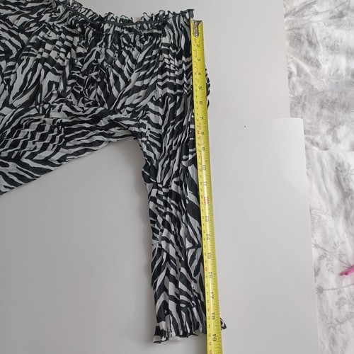 Zebra Print Blouson Petite Large Black/White -Accordion Pleats -ND New Direction - Picture 14 of 17