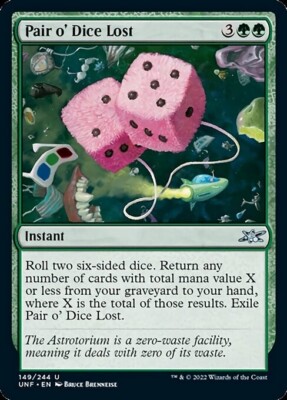 mtg cards with dice roll MTG Unfinity U Pair o' Dice Lost #149 PLAYSET 4x x4