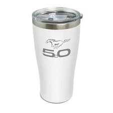 Ford Mustang 5.0 20 oz Laser Etched Logo White Stainless Steel Tumbler Mug