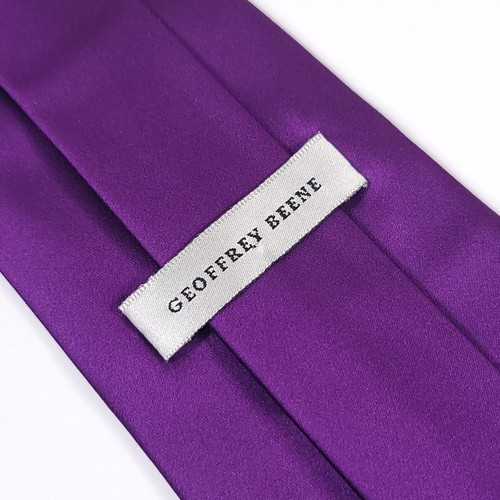 GEOFFREY BEENE Men's 100% Silk Satin Necktie, Soild Pattern Tie, Color Purple. - Picture 7 of 11