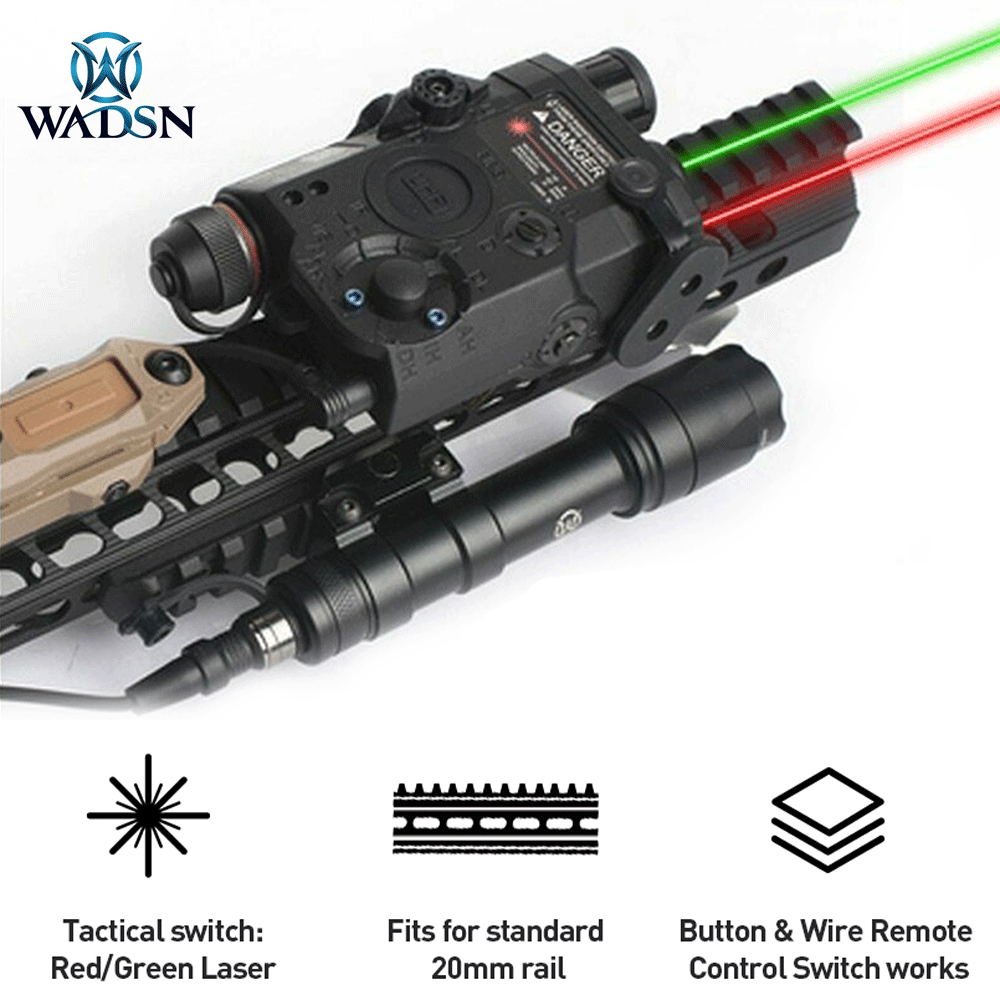WADSN Tactical Airsoft PEQ 15 LA5C Red Green Dot Laser Hunting