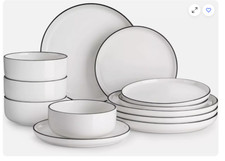 MALACASA Upscale Bone China Dinnerware Set - ...
